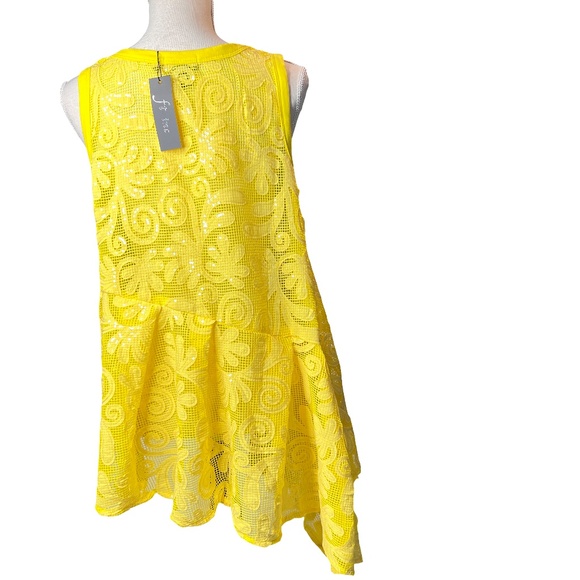# A112   FT INC Sun-Kissed Boho Yellow Mesh Peplum Top  Festival vibes NWT  M - Picture 3 of 9